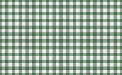 Green and white checkered gingham seamless pattern. Tablecloth design from squares. Traditional picnic textile for background elements and event decoration. Vector illustration