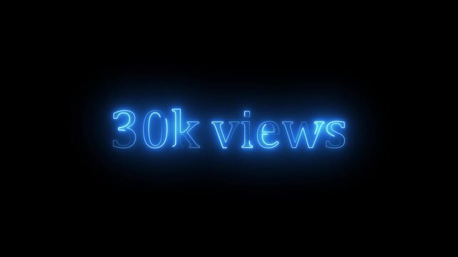 Beautiful Glowing 30k Views Icon Animation Neon Light Style Shiny Social Media Counter Graphic Motion Design Video. 30K Viral Video Views Animation | Eye-Catching Spiral Hypnotic Motion Background |