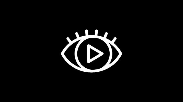 Eye icon with play button inside, representing video watching and content consumption