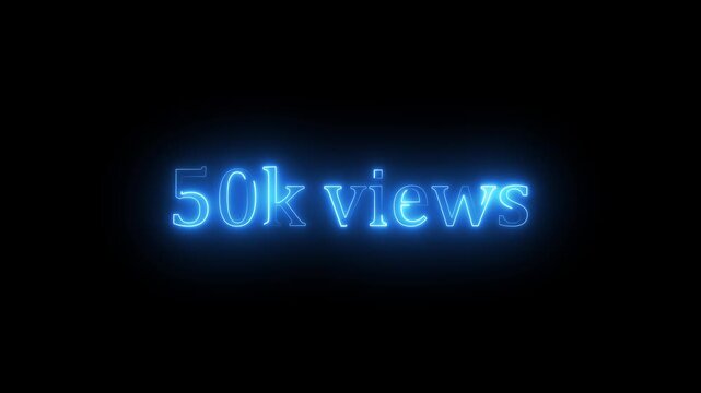 Beautiful Glowing 50k Views Icon Animation Neon Light Style Shiny Social Media Counter Graphic Motion Design Video. 50K Viral Video Views Animation | Eye-Catching Spiral Hypnotic Motion Background |