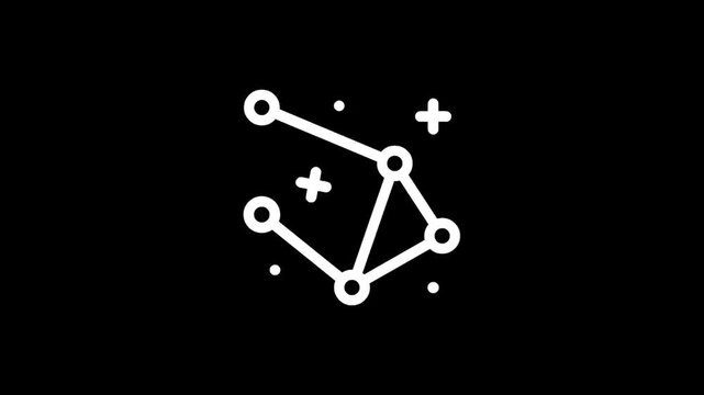 Abstract geometric constellation pattern with dots and lines on black background