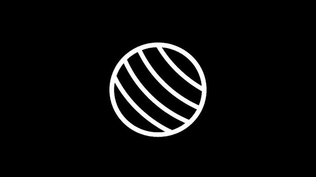 Minimalist white sphere with curved lines on a black background, abstract design