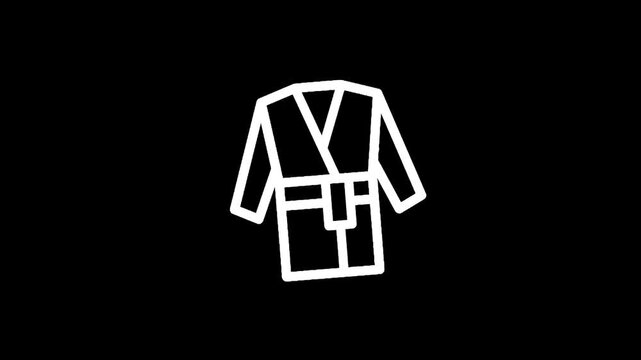 Simple white outline of a martial arts uniform on a black background