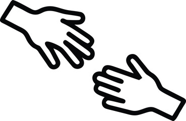 Obraz premium Helping hands reaching out icon. Support, charity, teamwork, and rescue concept. Vector illustration
