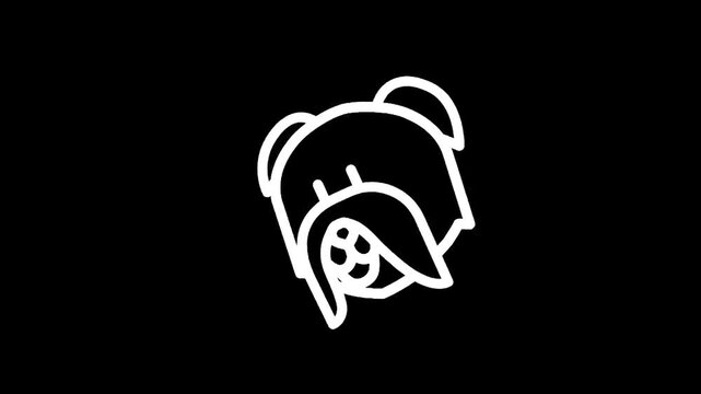 Simple white outline of a bulldog's face on a black background