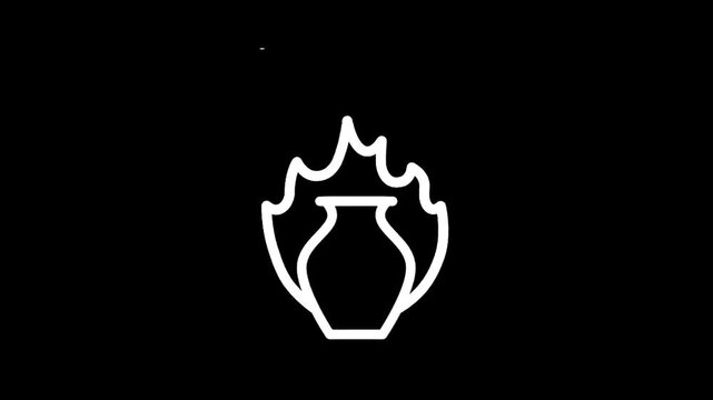 Ceramic vase on fire icon, symbolizing creation, transformation, and artistic process