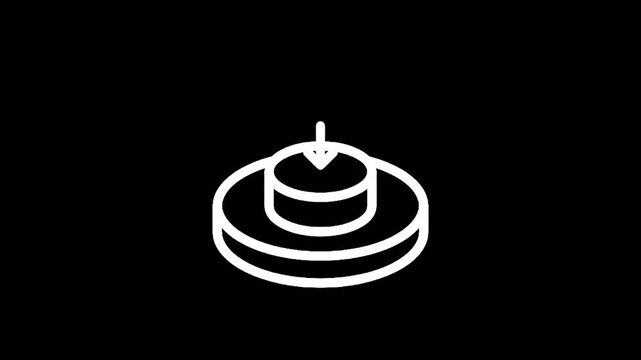 Simple line icon of a button being pressed down with an arrow indicating direction