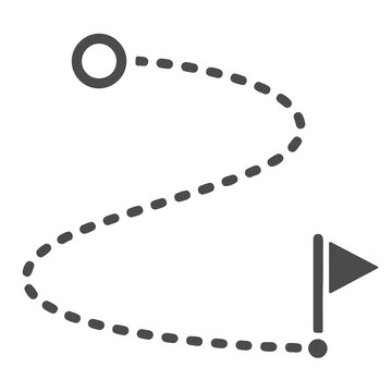 Route Path Navigation Icon with Flag for Travel Direction Journey and Map Location Symbol Isolated Transparent PNG File