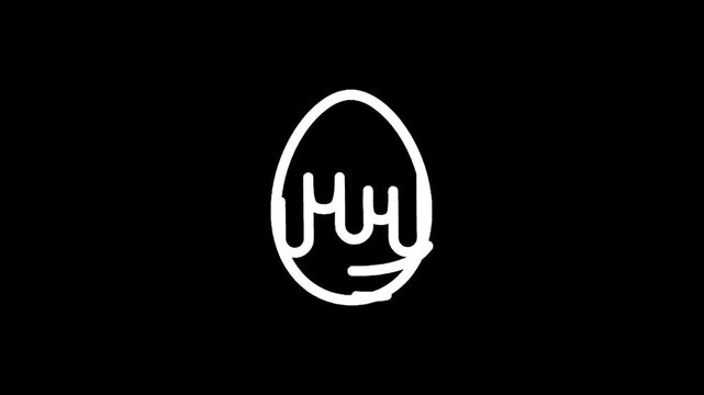 Simple white egg with dripping paint on black background, minimalist design