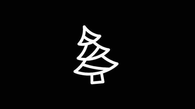 Simple white outline of a Christmas tree on a black background, minimalist design