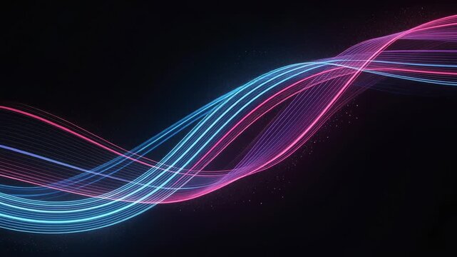 Mesmerizing fluid waves video with vibrant blue and pink light flowing dynamically in abstract motion