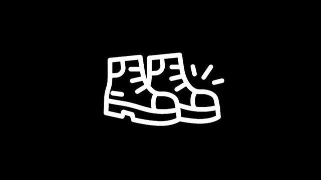 Iconic illustration of sturdy hiking boots with laces and a shiny effect on the toe