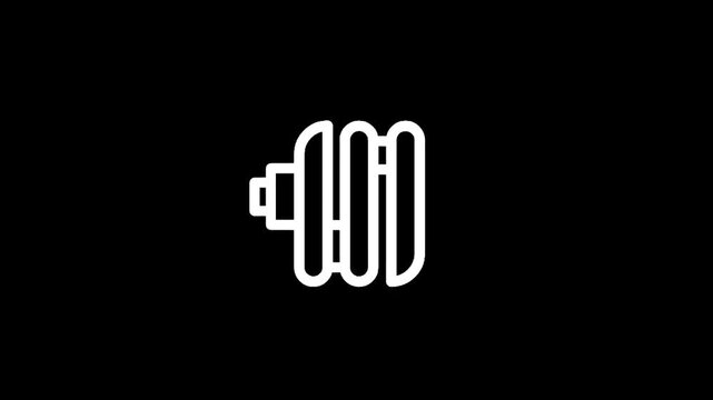 Simple white line art icon of a radiator on a black background