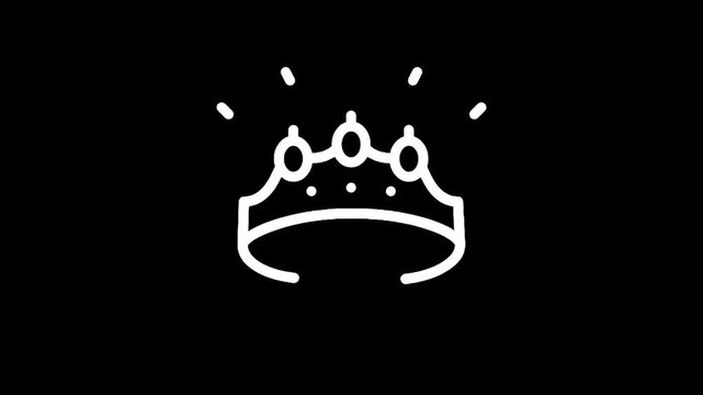 Simple white crown icon on a black background, minimalist design for royalty and leadership