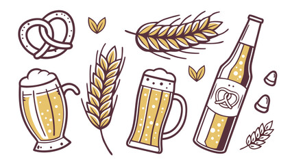 National beer day in usa concept with beer mugs bottle wheat and pretzel celebrating brewing tradition bar culture and craft beer appreciation