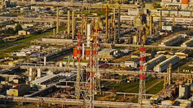 Industrial refinery infrastructure representing strategic war energy economy