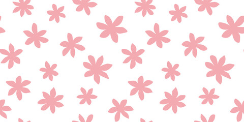 Seamless pattern with abstract simple flowers. Vector graphics.