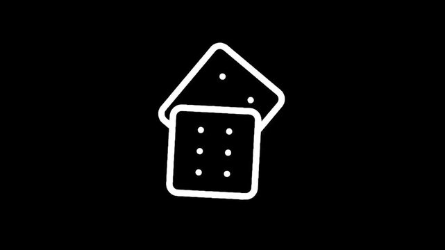 Simple white icon of a stack of cards with dots on a black background