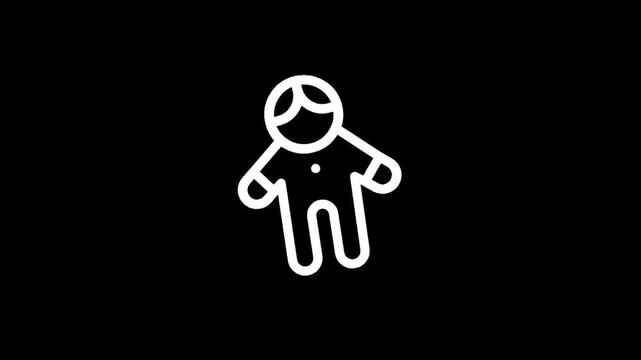 Simple white outline of a gingerbread man on a black background