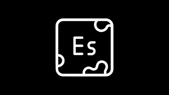 Einsteinium element symbol Es with atomic number 99 on a black background