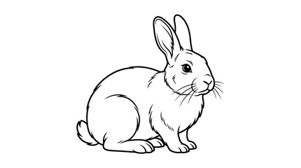 Cute rabbit sitting on ground.