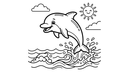 Dolphin jumping out of water happily. © bhinar