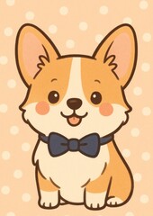 Obraz premium Cute corgi cartoon illustration.