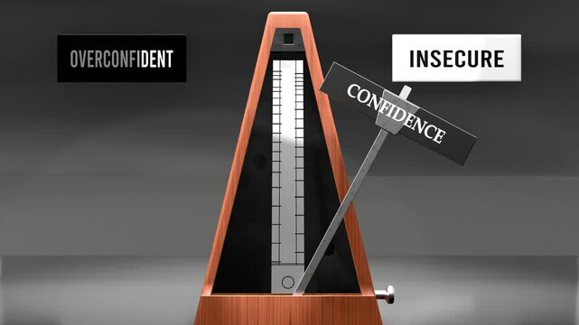Confidence cycles between overconfident and insecure. Visualizing a repeated pattern of confidence that swings between extremities: overconfident and insecure. Made by humans for humans.
