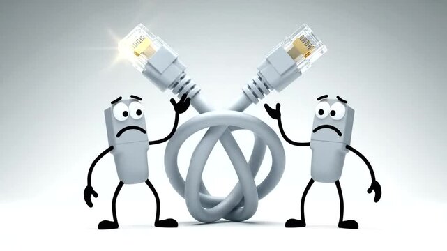 Cute cartoon network cable characters tangled.