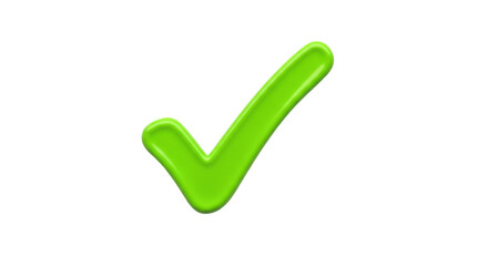 Bright green check mark PNG isolated on transparent background, approval symbol for graphic design...