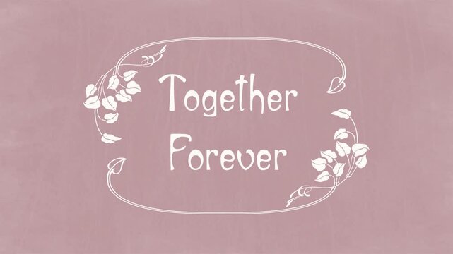 Together Forever &ndash; Art Nouveau Botanical Wedding Title on Rustic Dusty Pink Chalkboard