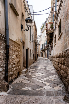 Altamura, houses streets and alleys of a small town in the south, southern Italy. Typical town in the Mediterranean. Narrow streets of old town of Altamura, Puglia, Italy