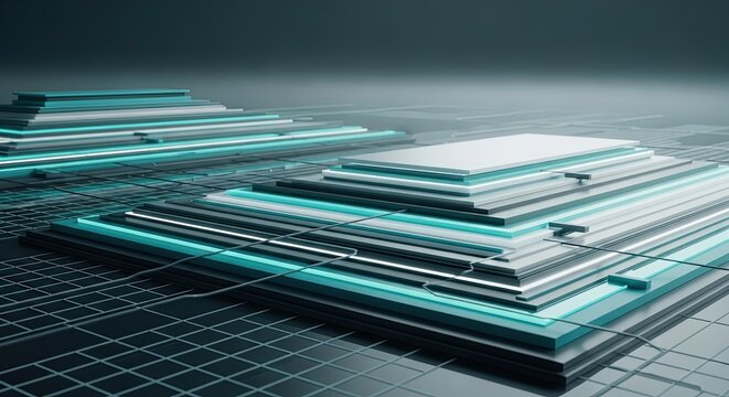 A stack of green and white papers on a dark surface with a blurred background