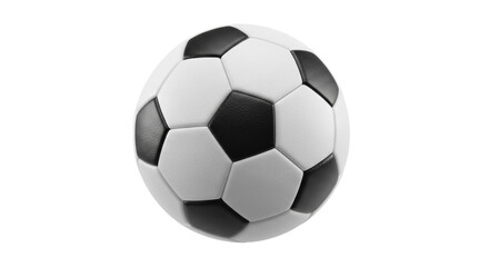 Fototapeta premium Classic black and white soccer ball isolated PNG, traditional football design on transparent background for sports and recreation