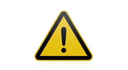 Yellow hazard warning sign with exclamation mark isolated PNG, attention symbol for danger and caution on transparent background © Maria