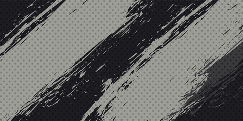 Abstract Grunge Brush Strokes Background with Halftone Dot Pattern – Urban Street Art Style. vector illustratin © Adisty