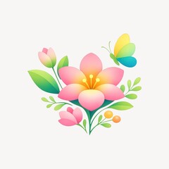 Naklejka premium Vibrant floral butterfly illustration