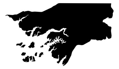 GuineaBissau black fill with white state borders map vector graphic illustration geography silhouette shape national border design isolated transparent background political territory cartography © VectorMapArt