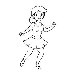A young woman dances salsa with vibrant energy, her steps quick and graceful. Her flowing dress swirls as she moves to the rhythm, radiating confidence, joy, and passion on the floor.
