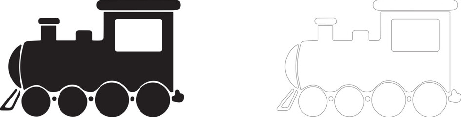 Children's steam locomotive. Vector icon of children's educational toys for apps and marketplaces. © PicMag