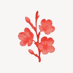 Naklejka premium Red floral minimalist art print