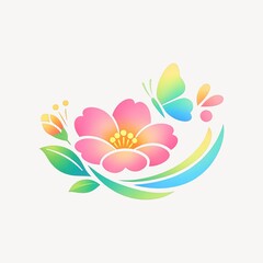 Naklejka premium Colorful floral butterfly illustration