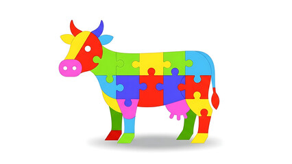 Fototapeta premium Colorful puzzle cow illustration