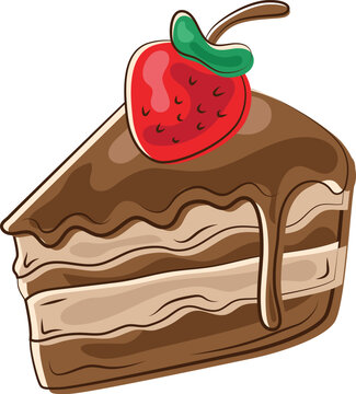 slice chocolate cake doodle marker illustration