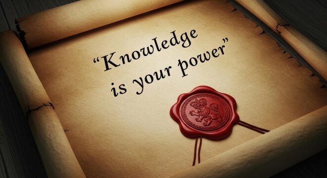 Ancient Scroll With Wisdom Quote and Wax Seal