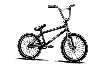 Naklejka premium BMX bike vintage engraving illustration black and white drawing