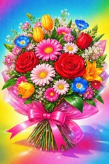 Fototapeta premium Vibrant floral bouquet wallpaper