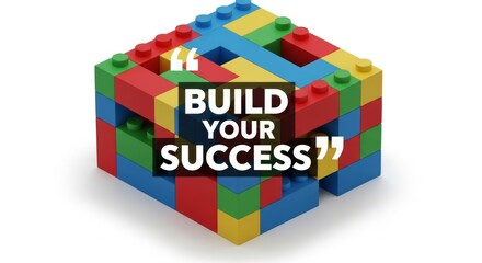 Fototapeta premium Colorful building blocks construction for creative success