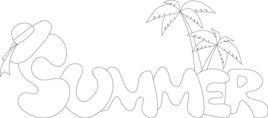 The word "summer" written by hand, outline vector illustration on the theme of vacation © Ekaterina Uteva