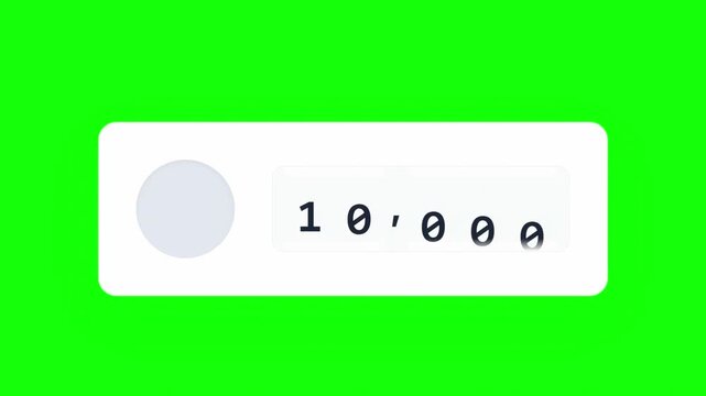 Social Media Follower Counter Animation 10k Milestone on Green Screen 4K,  with Avatar Placeholder 